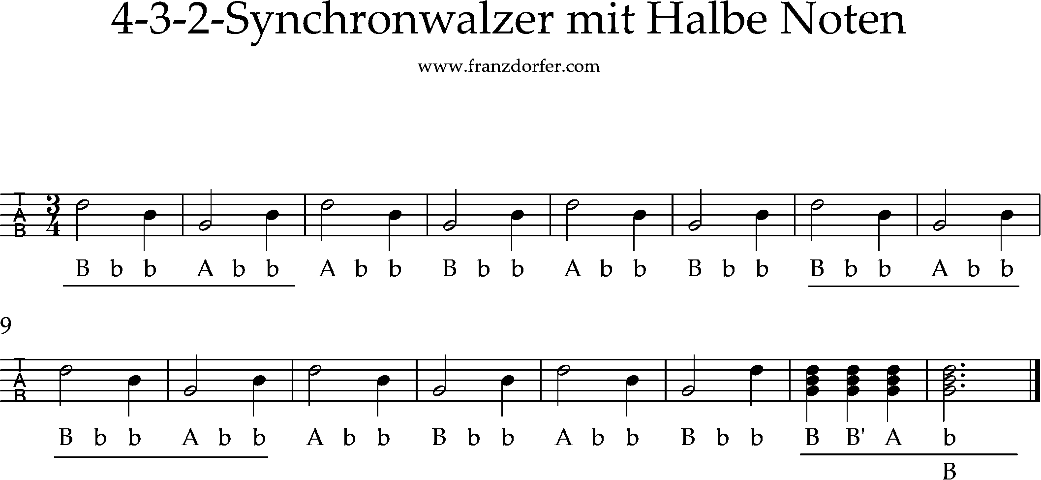 Ziachnote, Griffschrift, Walzer mit Halbe und Viertel Noten steirische lernen, walzer mit halbe und viertel,